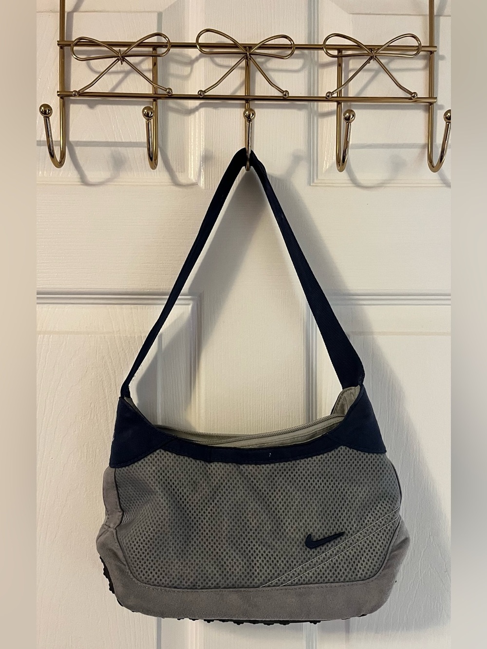 Y2K Vintage Nike Gray and Navy Mesh Shoulder Bag